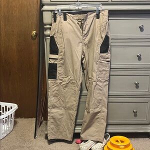 Men's Tan Cargo Pants with Black Accents
